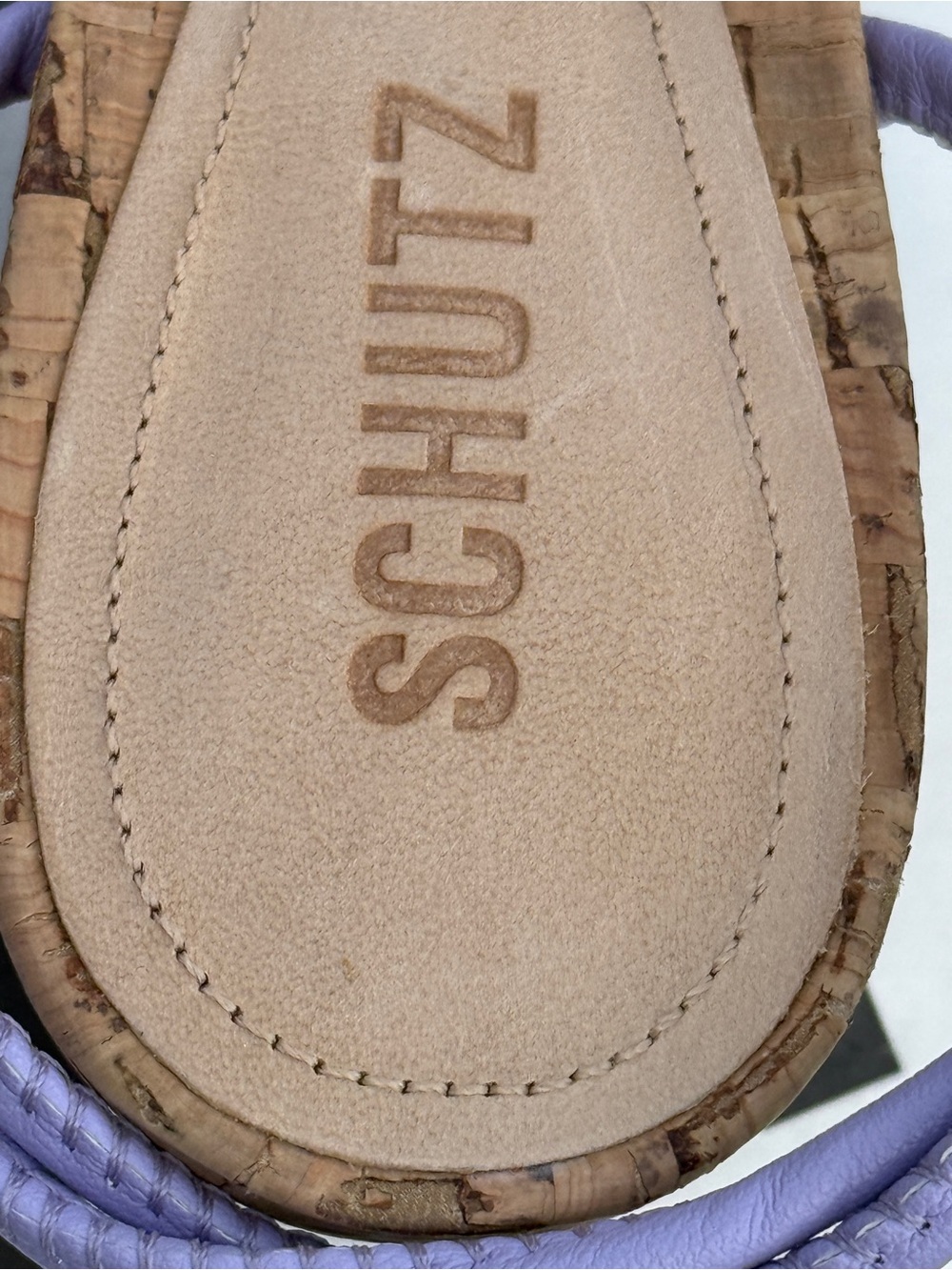 SCHUTZ Lilac Strappy Cork Block Heel Sandals - Picture 9 of 12